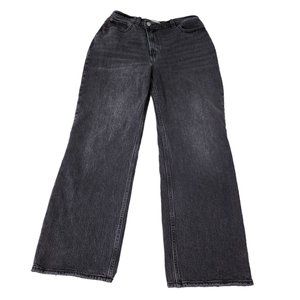 Abercrombie 90s Relaxed Jeans 28 Black High-Rise Asymmetrical Button Curve Love